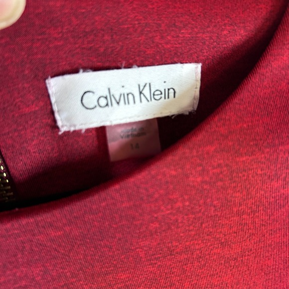 Calvin Klein Sheath Dress Burgundy Sleeveless Zipper Back Business Size 14 - Picture 4 of 8